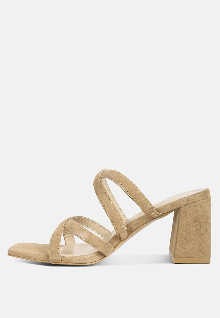 Valentina Strappy Casual Block Heel Sandals In Tan