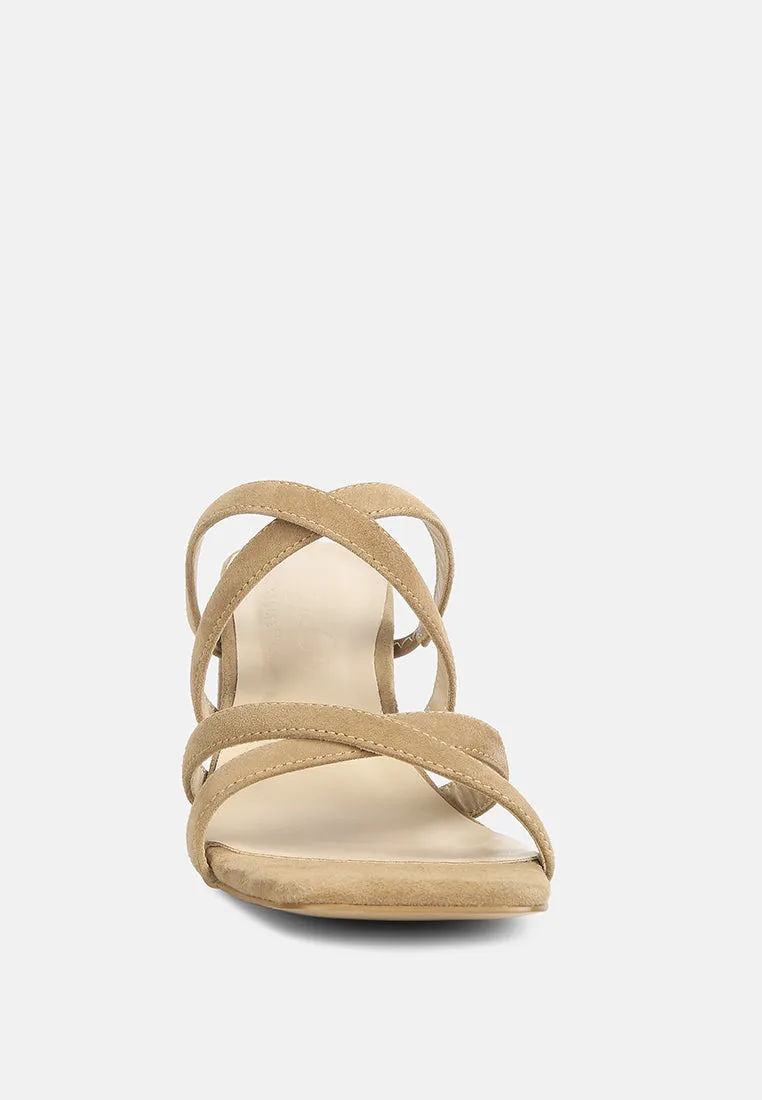 Valentina Strappy Casual Block Heel Sandals In Tan