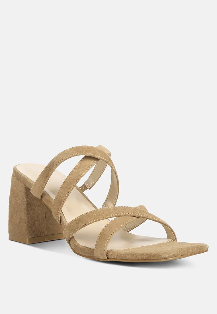 Valentina Strappy Casual Block Heel Sandals In Tan