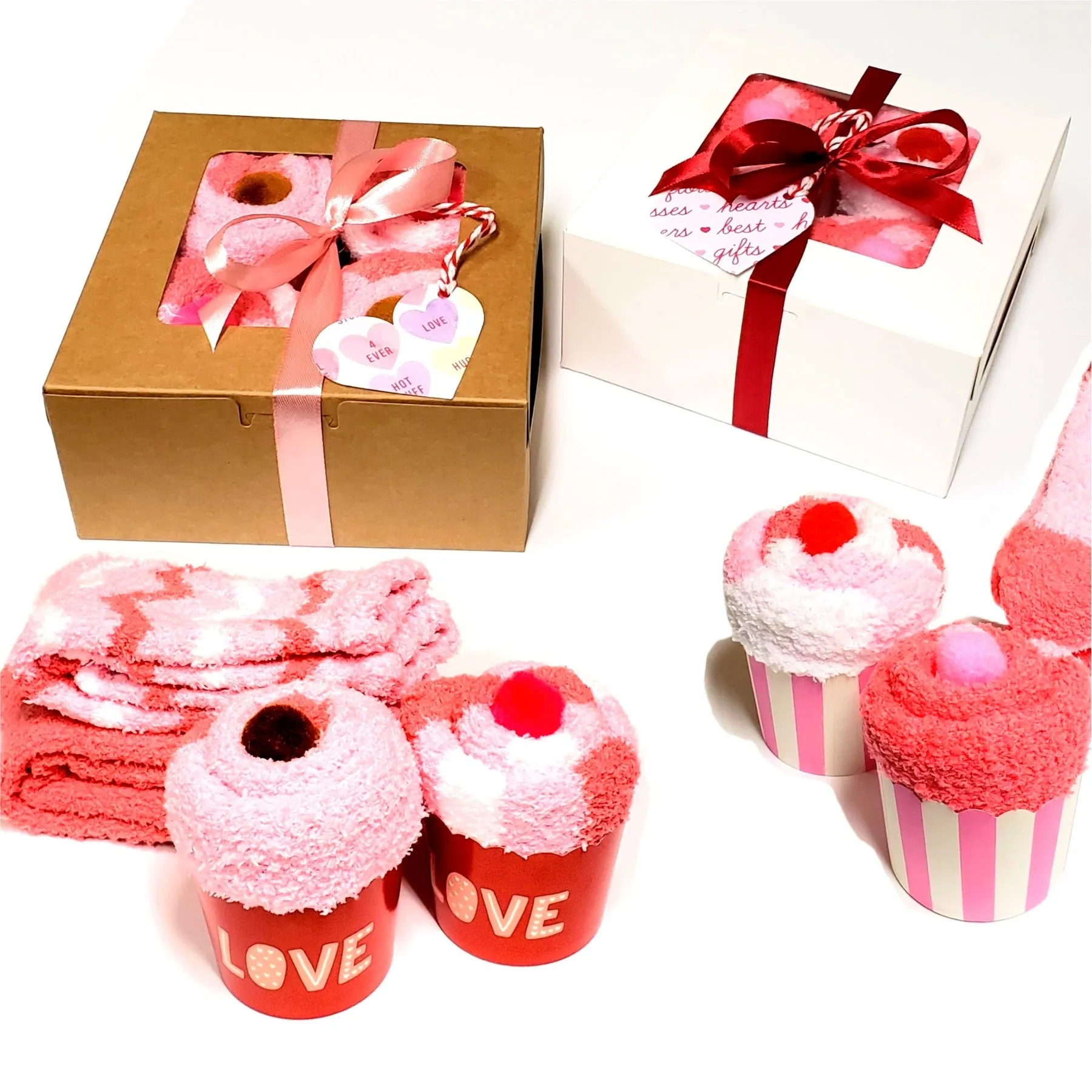 Valentine's Day Cupcake Socks Gift Box