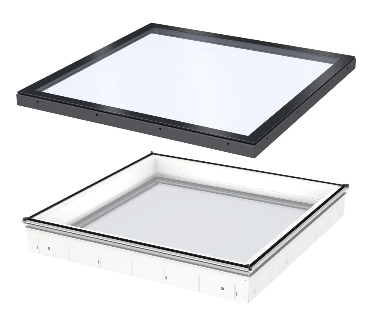 VELUX CVU 150100 S06Q SOLAR Powered Flat Glass Rooflight Package 150 x 100 cm (Including CVU Triple Glazed Base & ISU Flat Glass Top Cover)