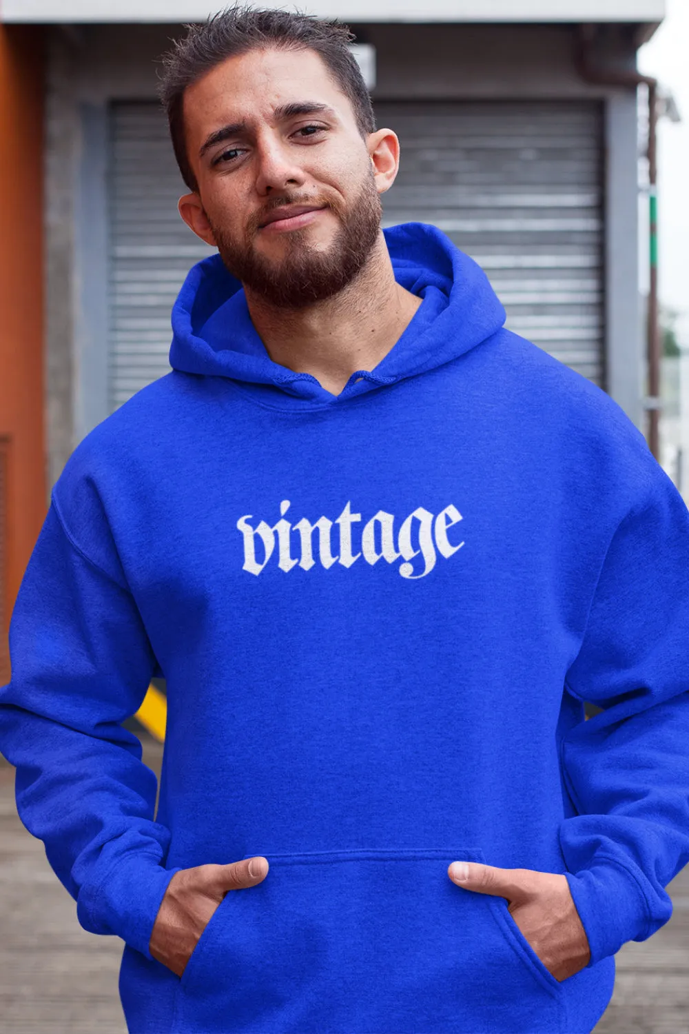 Vintage Premium Non Zipper Blue Hoodie