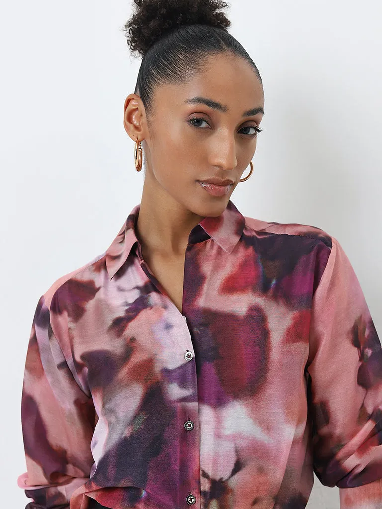 Wardrobe Purple Tie-Dye Shirt with Camisole