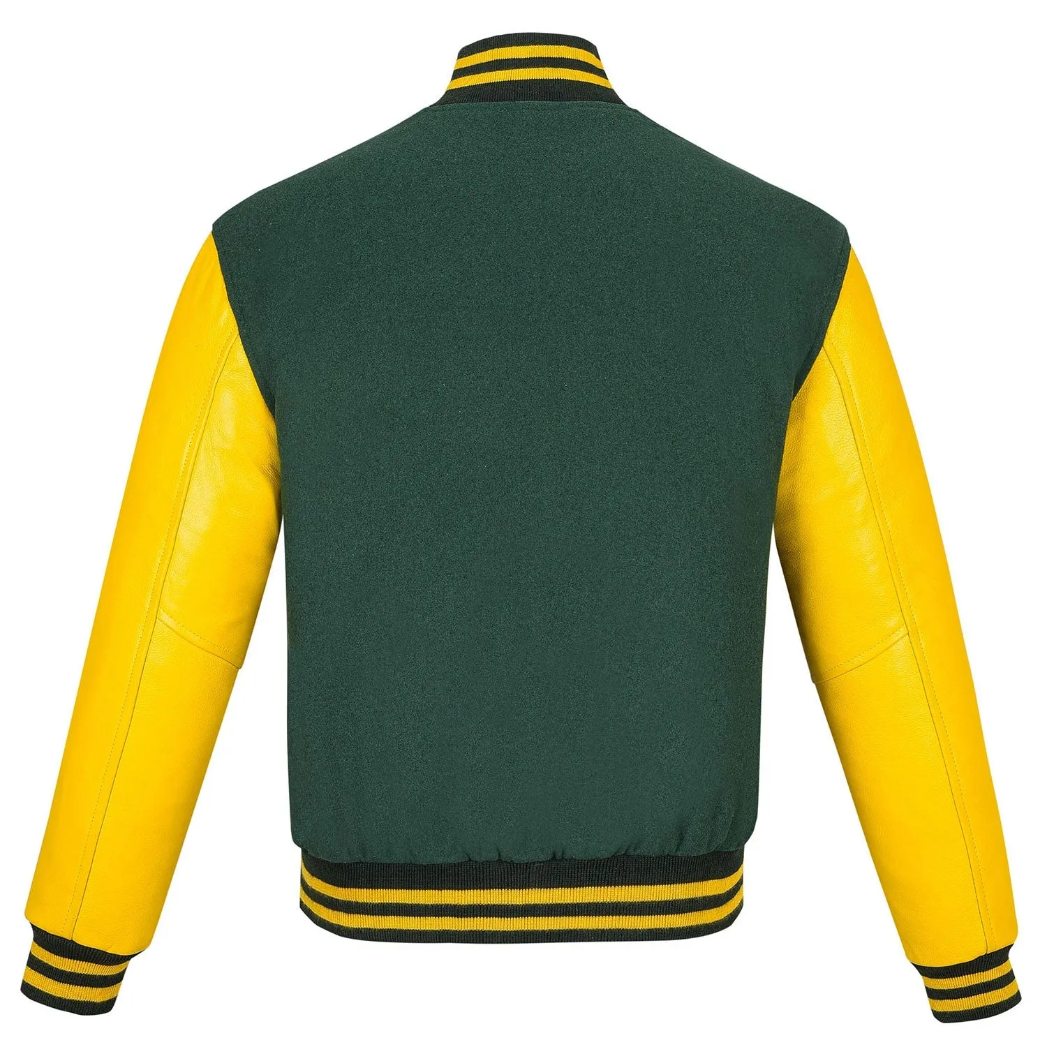 Warrior Gears Classic Hybrid Varsity Jacket for Kids, Toddler Letterman Bomber Jacket for Boys, Unisex Varsity Jacket Girls, Kelly Green Pure Wool Body & Yellow Cowhide Leather Sleeves