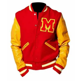 Warrior Gears Classic Hybrid Varsity Jacket for Kids, Toddler Letterman Bomber Jacket for Boys, Unisex Varsity Jacket Girls, M Logo Red Wool Letterman Varsity Yellow Leather Sleeves Jacket