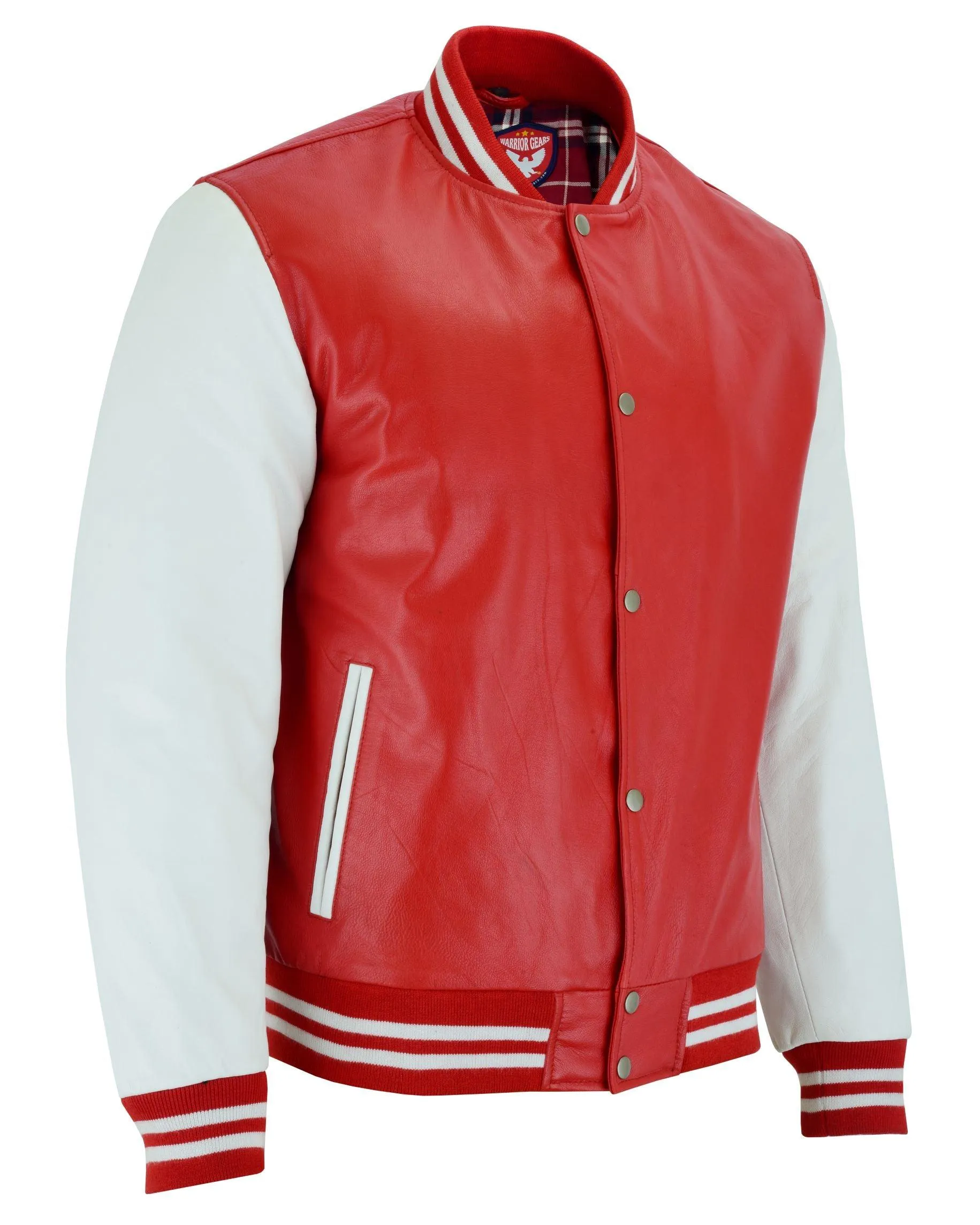 Warrior Gears Classic Hybrid Varsity Jacket for Kids, Toddler Letterman Bomber Jacket for Boys, Unisex Varsity   Jacket Girls, Red Leather Body & White Cowhide Leather Sleeves