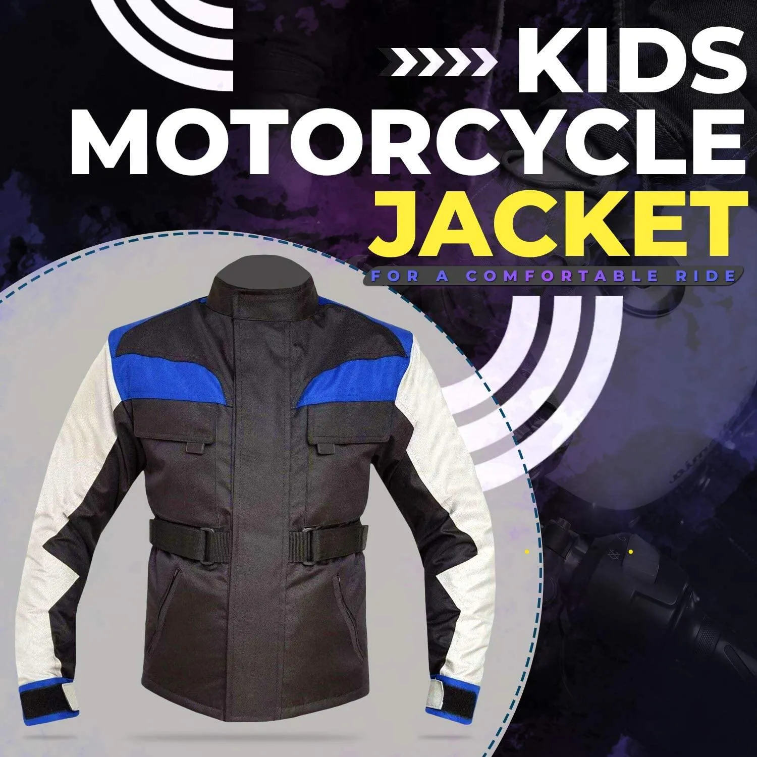 Warrior Gears Kids Motorcycle Jacket, Hi-Vis Textile Motorcycle Jacket for Boys, CE Armoured Boys Biker Jackets, Protective Gear Waterproof Jacket for Kids