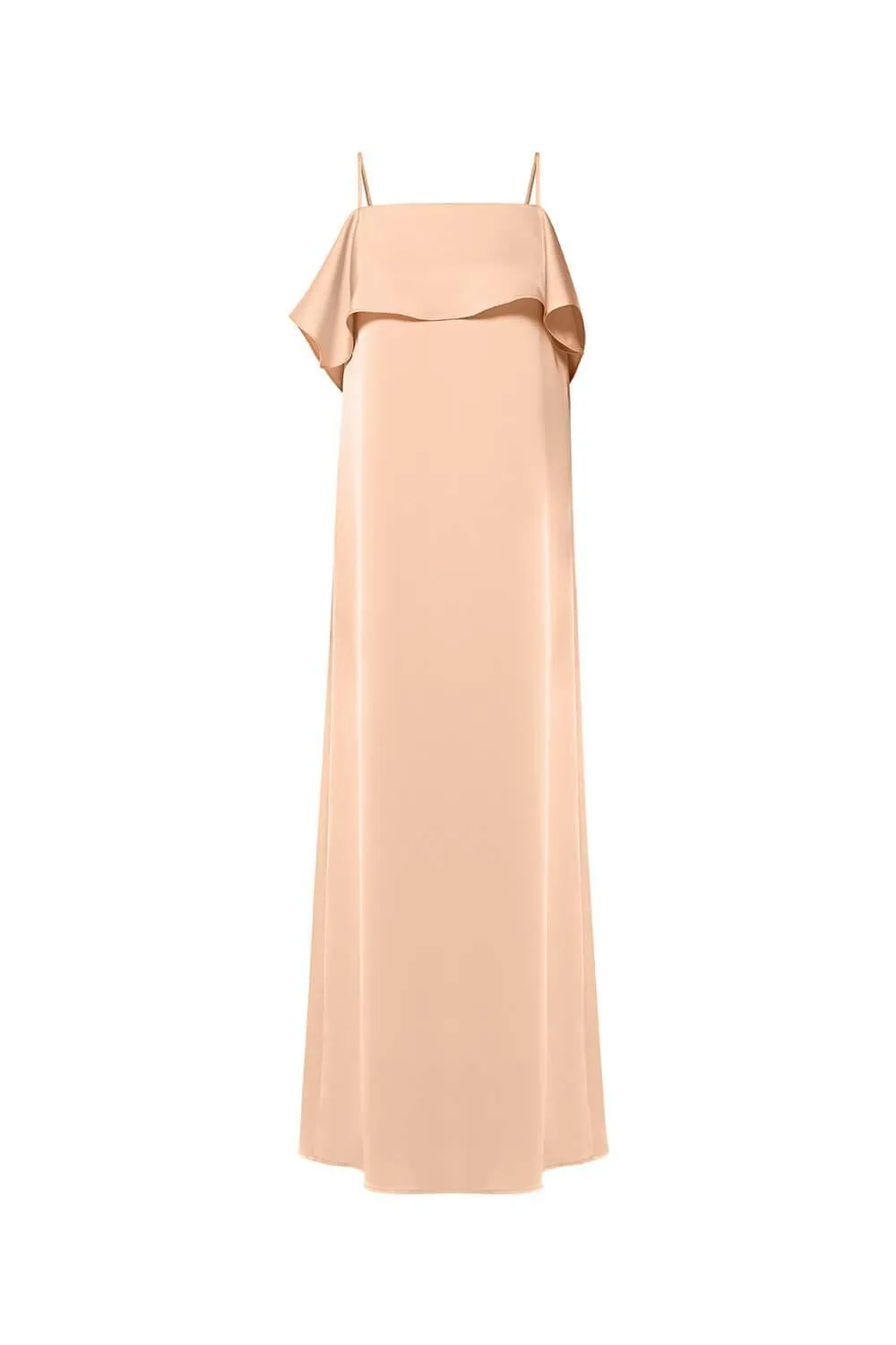 Wavy Straight Camisole Silk Ankle Length Dress