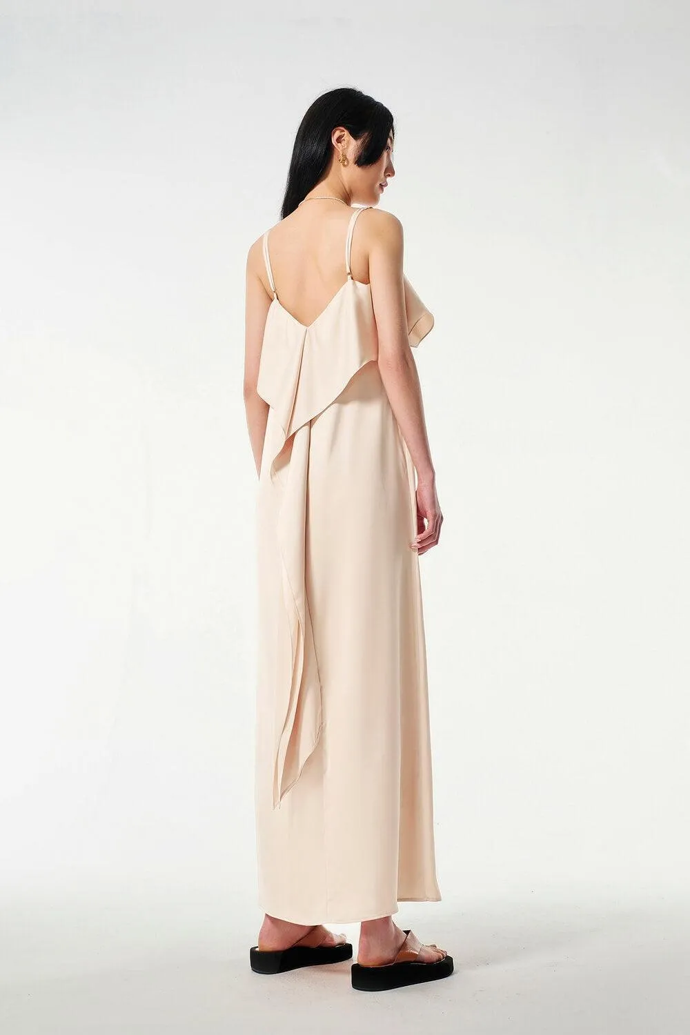 Wavy Straight Camisole Silk Ankle Length Dress