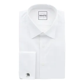 White Egyptian Cotton Non Iron Dress Shirt, Modified Collar and French Cuffs