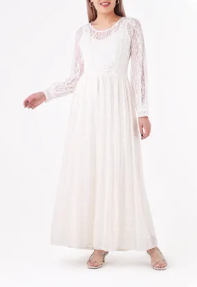 White Maxi Lace A-Line Dress