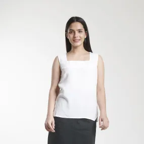 White Square Neck Poly Moss sleeveless Camisole