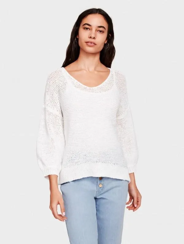 White   Warren - High-Low Wide V Neck Sweater White