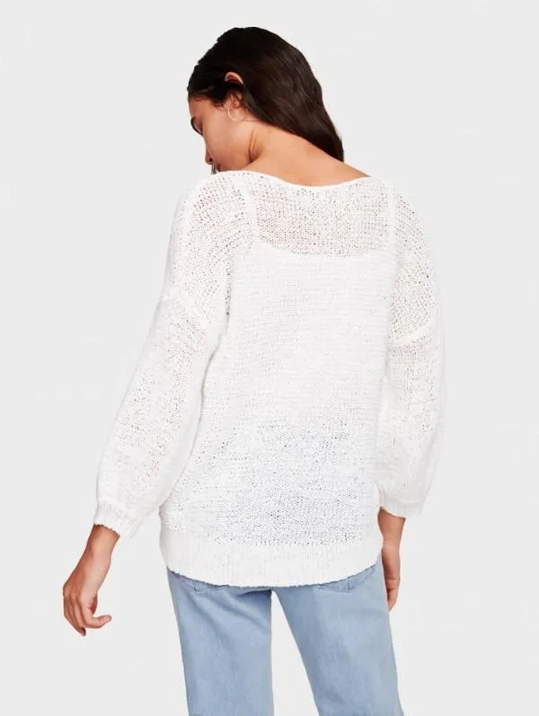 White   Warren - High-Low Wide V Neck Sweater White