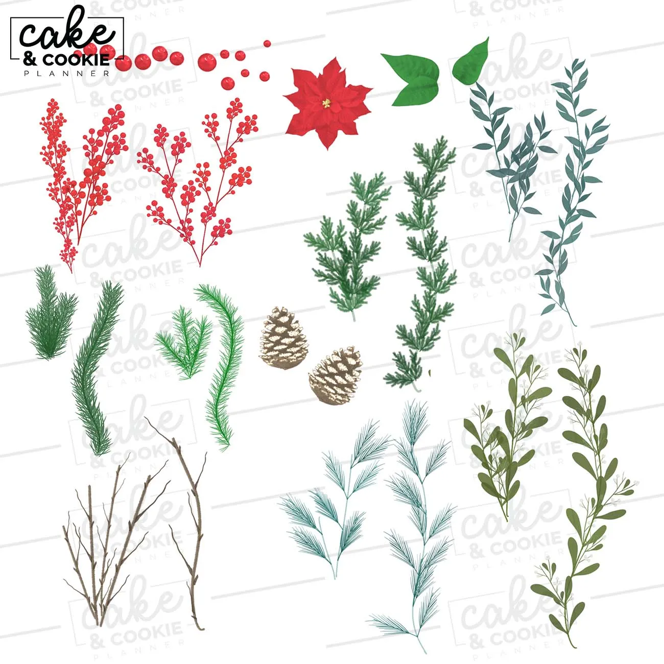 Winter Seasonal Procreate Pack - Digital Cake Sketching