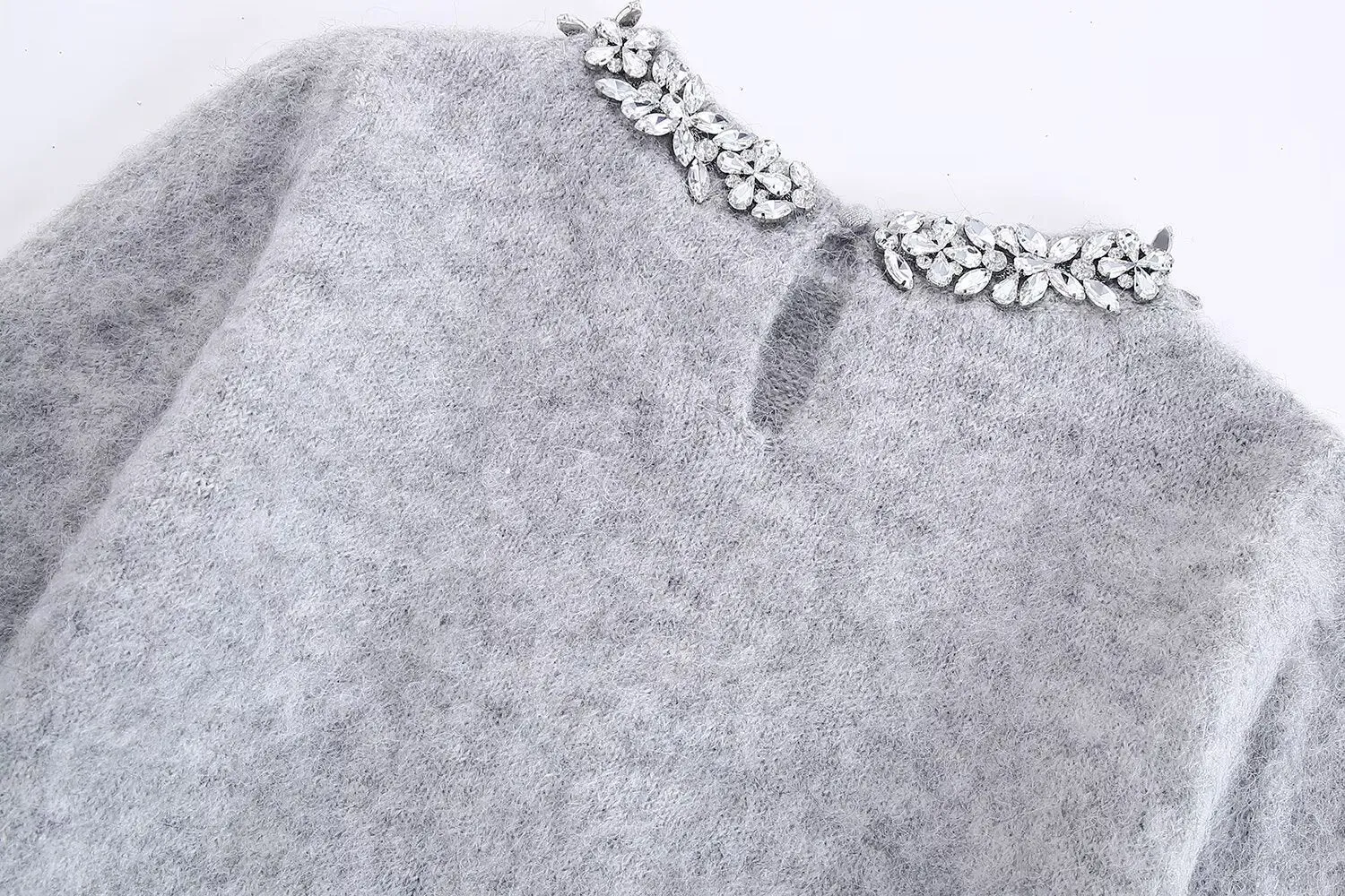 Winter Women Clothing Rhinestone Collar Sweater Knitwear