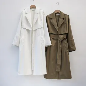 Wjczt Brand new Fashion 2022 Fall /Autumn Casual Simple Classic Long Trench coat with belt Chic Female windbreaker