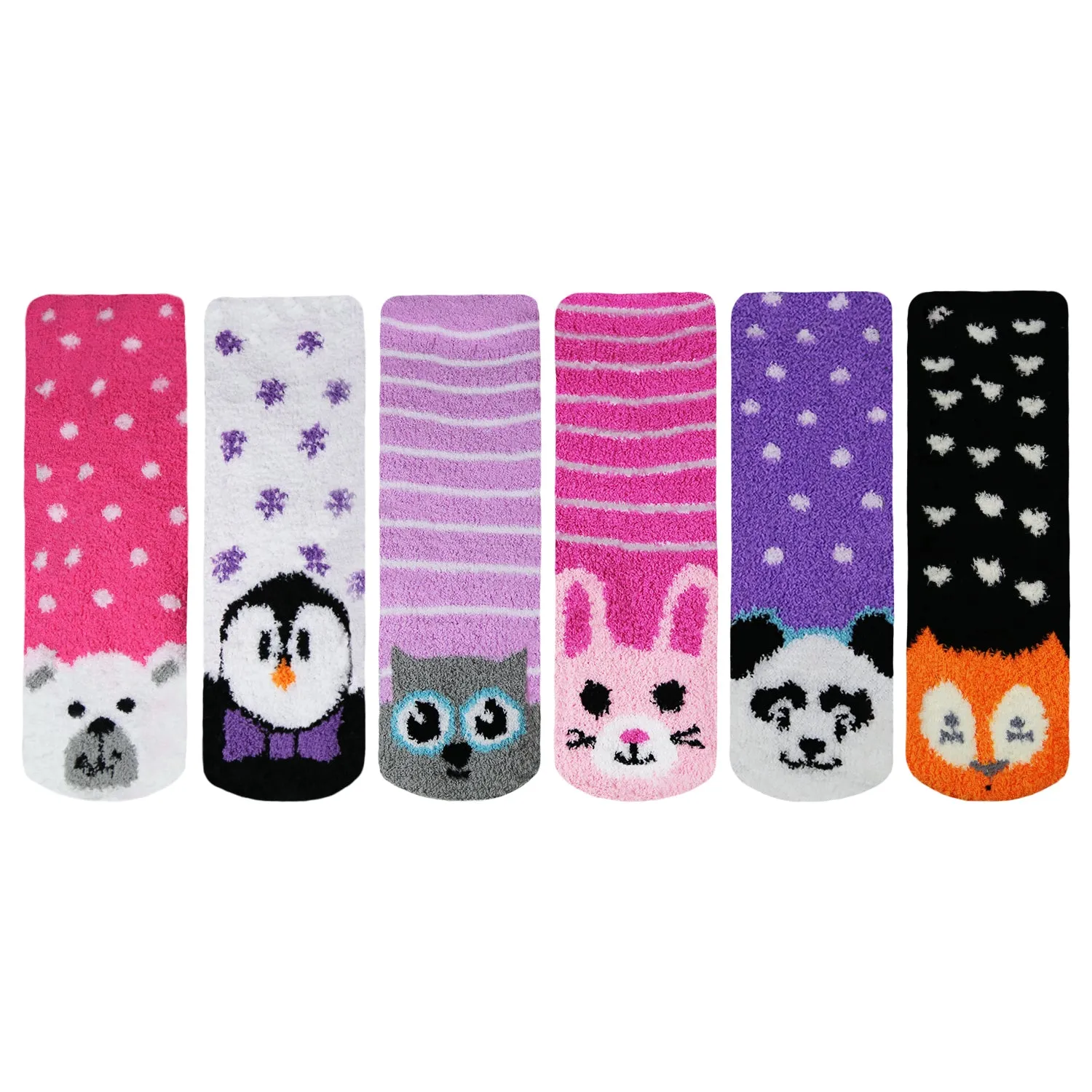 Women's Fuzzy Soft Plush Slipper Socks, Fluffy Winter Warm Cozy Animal Print Socks, Sock Size 9-11