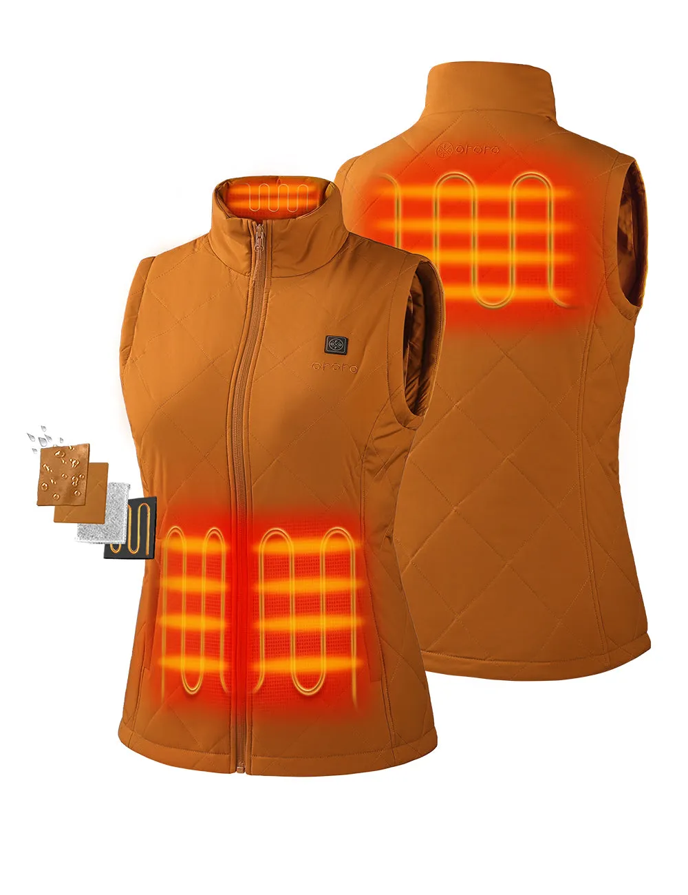 Women's Heated Quilted Vest - Caramel