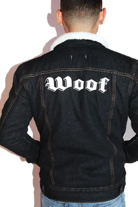 Woof Sherpa Denim Jacket- Dark Blue