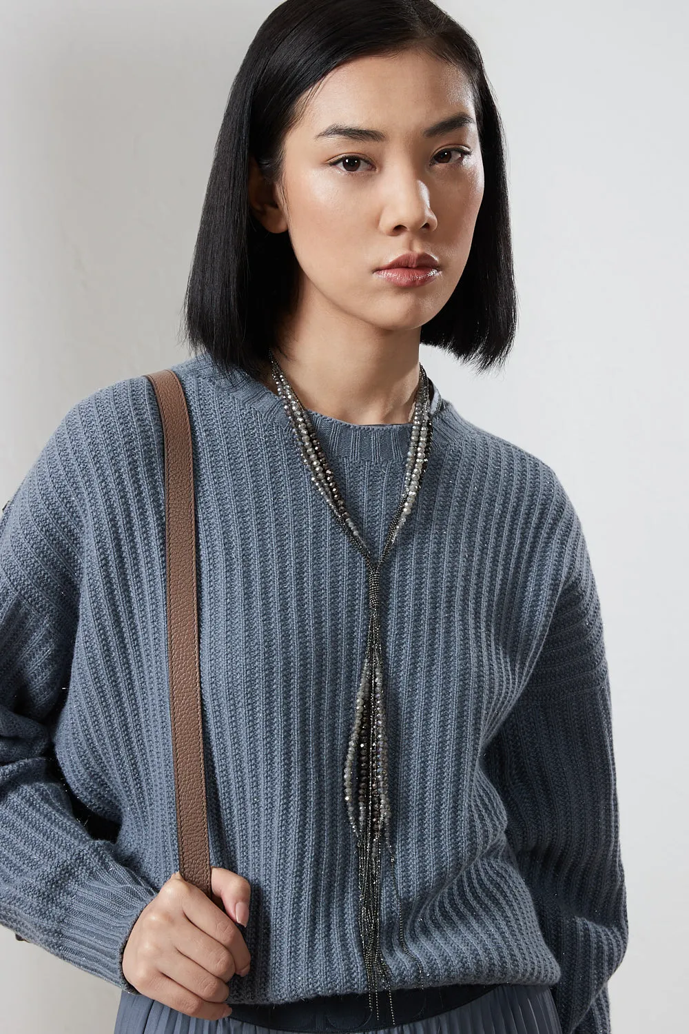 Wool, silk, cashmere and lurex sweater