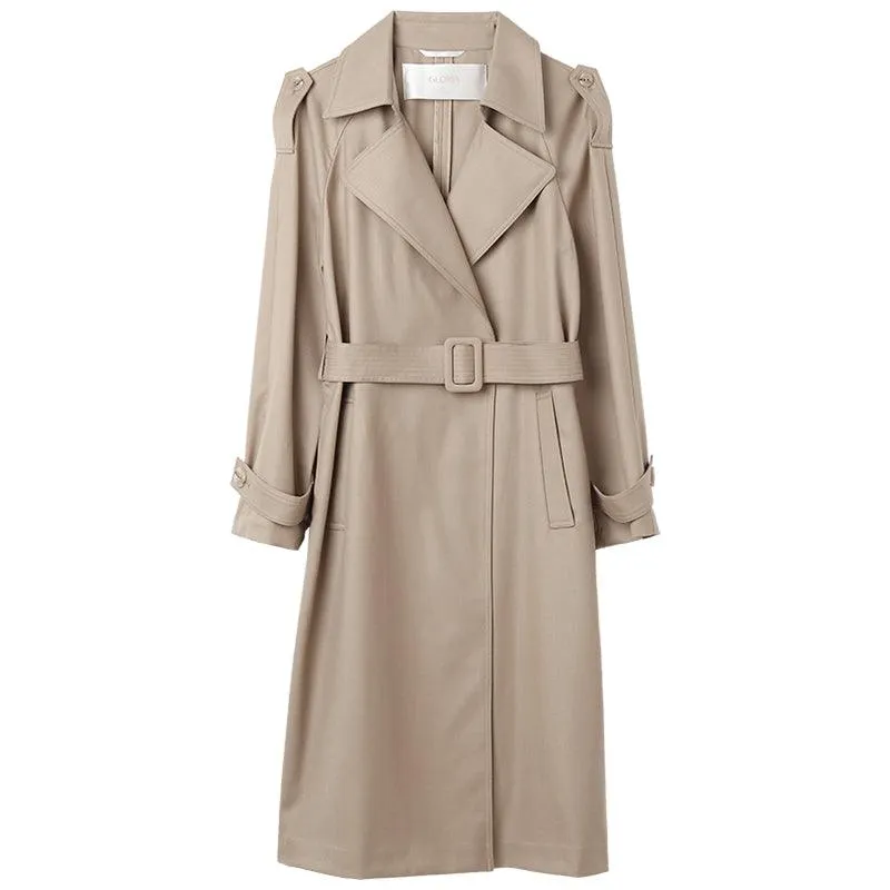 Worsted Wool Trench Double-Breasted Coat