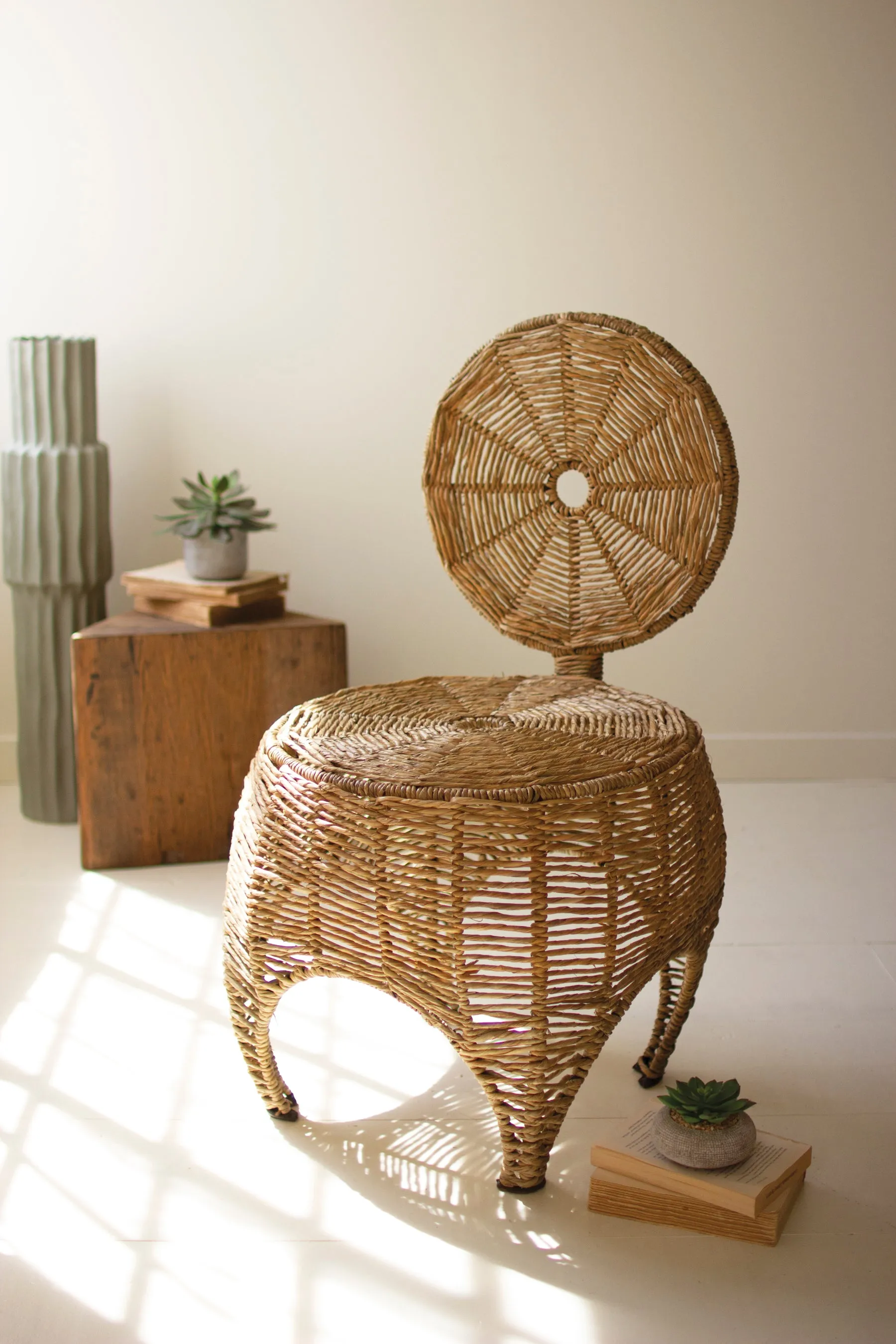 Woven Seagrass And Iron Statement Chair