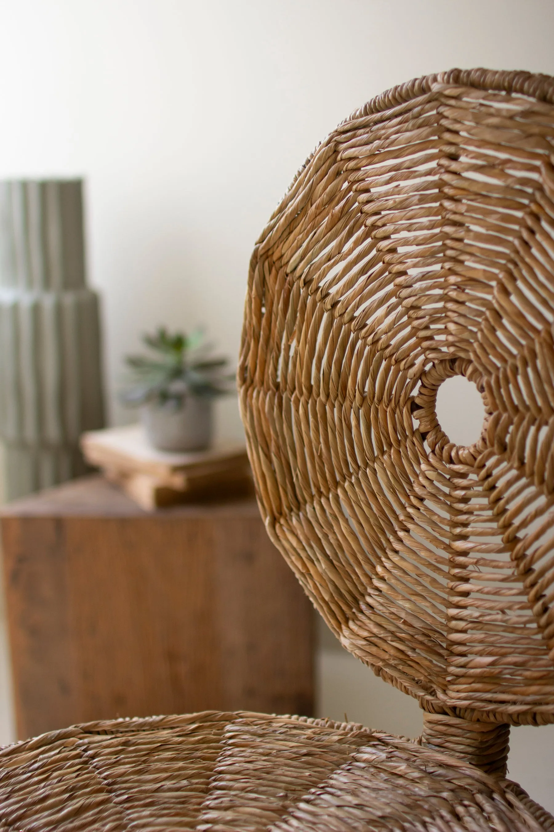 Woven Seagrass And Iron Statement Chair