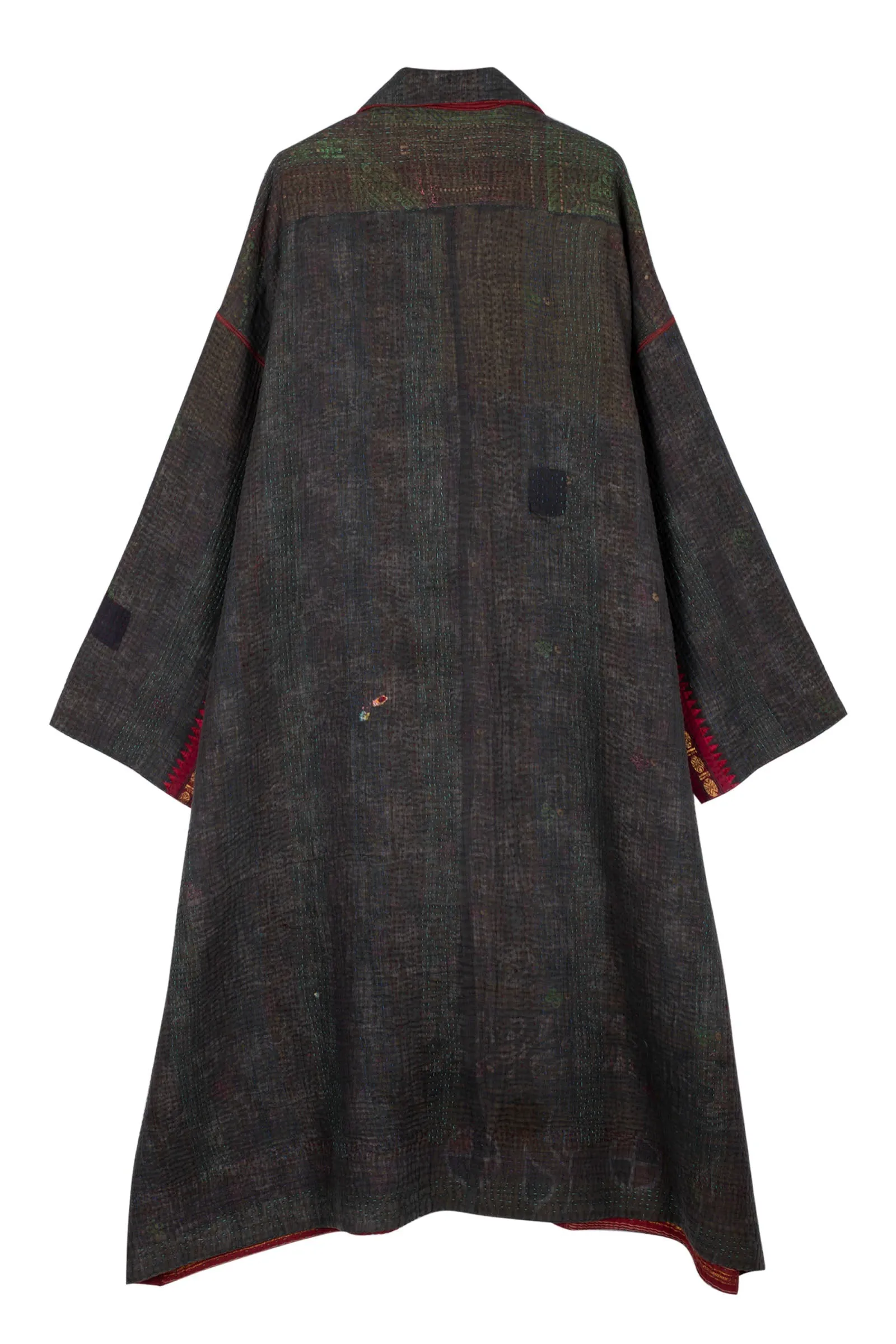 WOVEN VINTAGE COTTON KANTHA OVERSIZED COAT - fw4326-5002a -