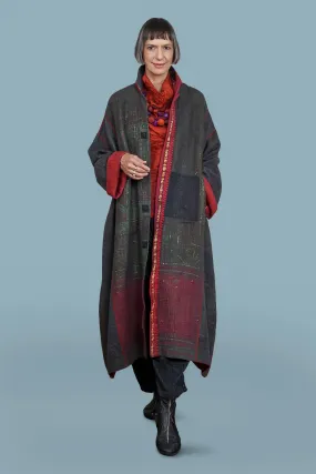 WOVEN VINTAGE COTTON KANTHA OVERSIZED COAT - fw4326-5002a -