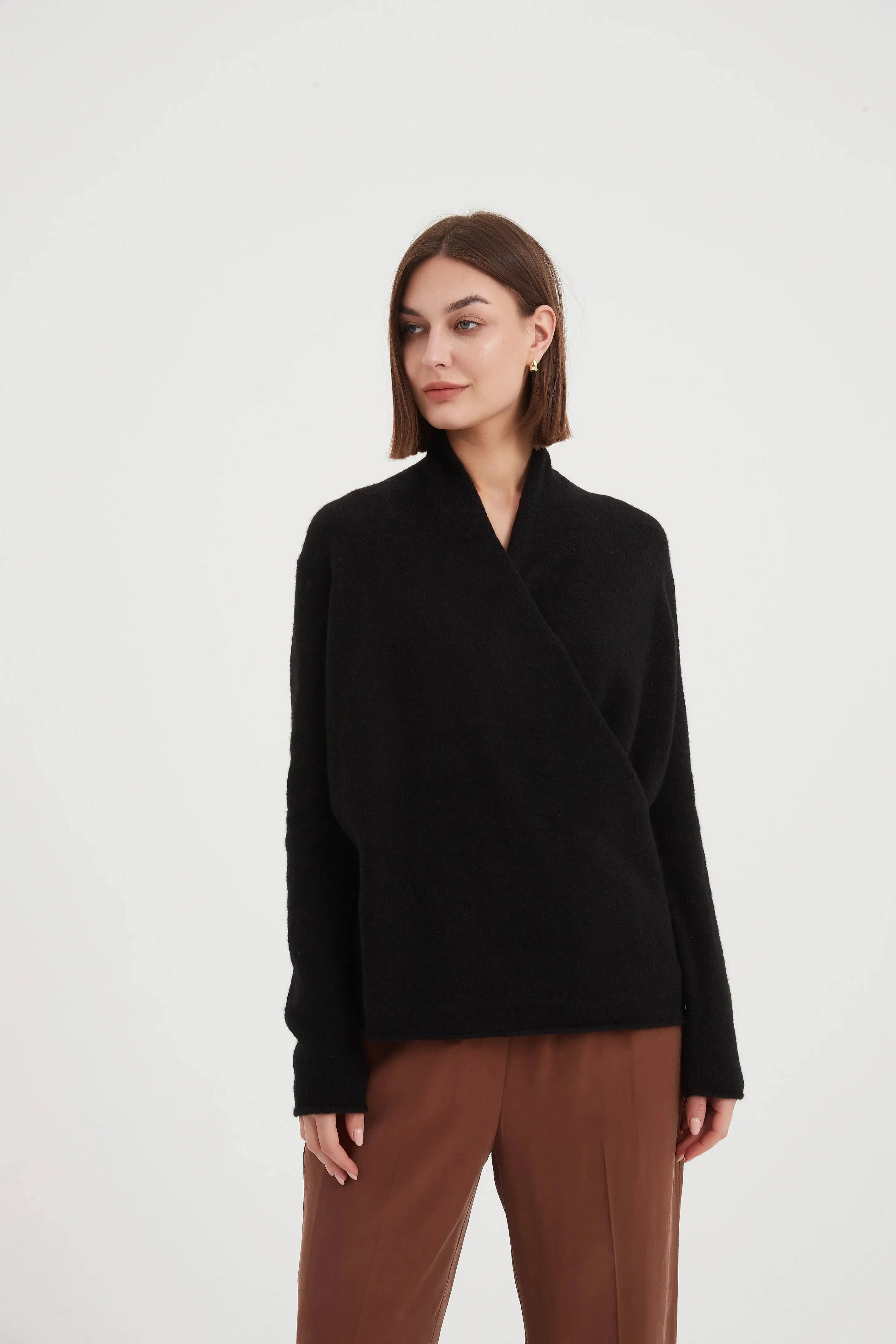 Wrap Front Knit Black