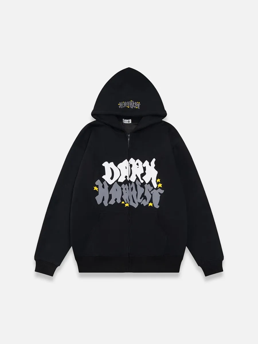 Y2K Letter Graphic Zip up Hoodie