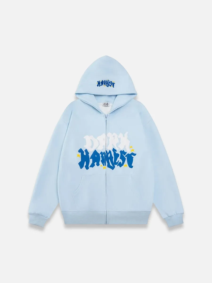 Y2K Letter Graphic Zip up Hoodie