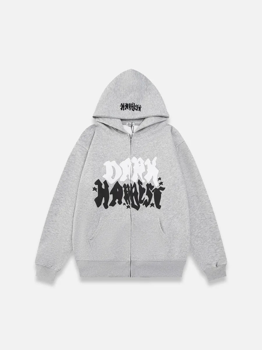 Y2K Letter Graphic Zip up Hoodie