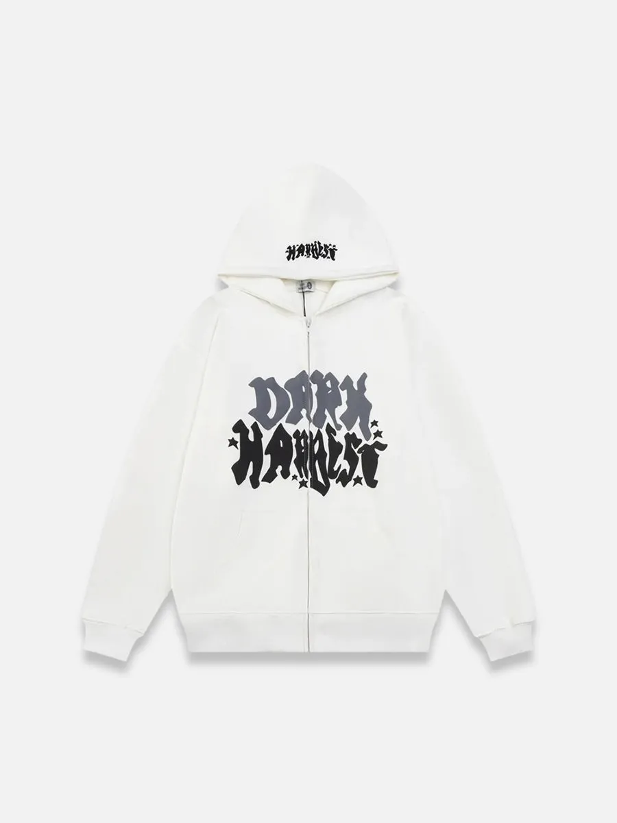 Y2K Letter Graphic Zip up Hoodie