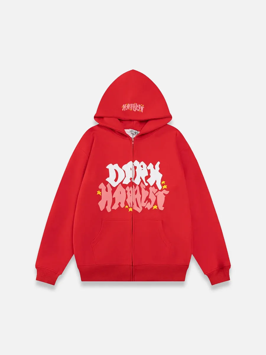 Y2K Letter Graphic Zip up Hoodie