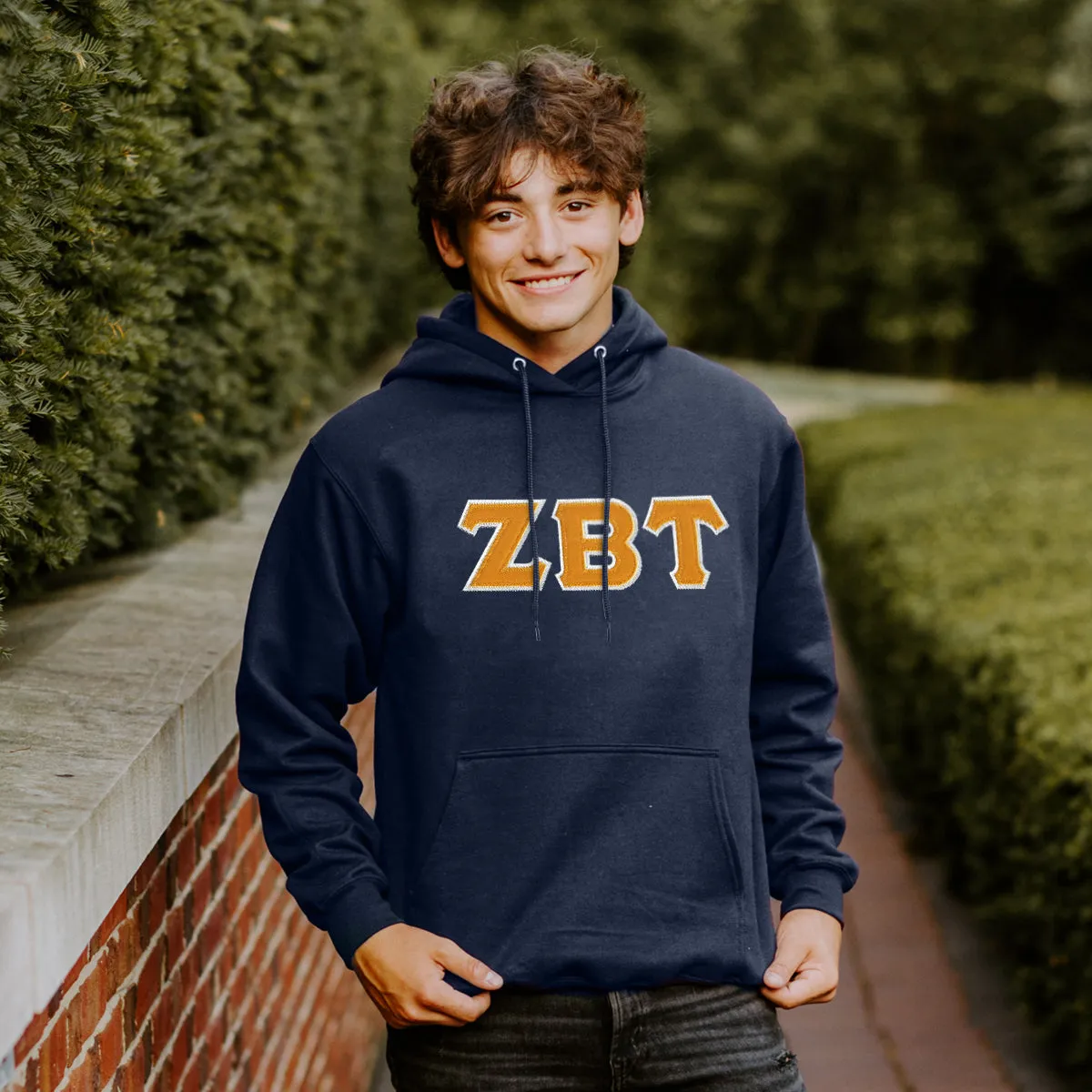 ZBT Navy Hoodie with Sewn On Letters