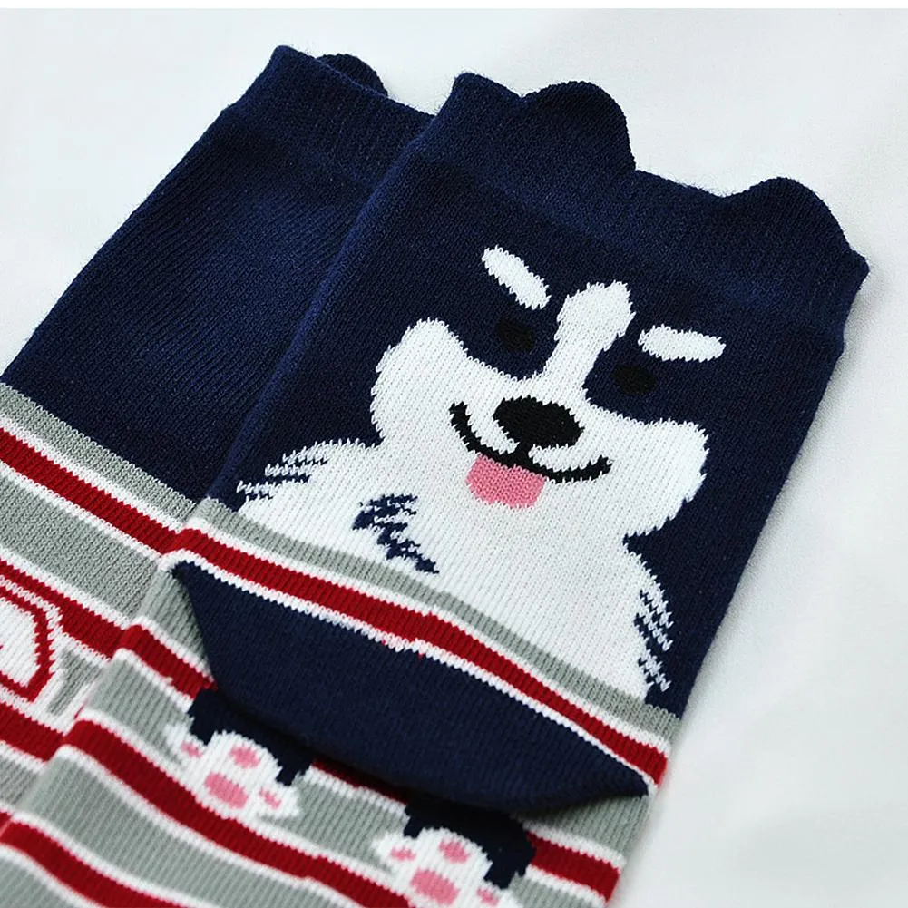 ZFSOCK Cute Dog Design 5 Finger Crew  Socks for Women, 5 Pairs