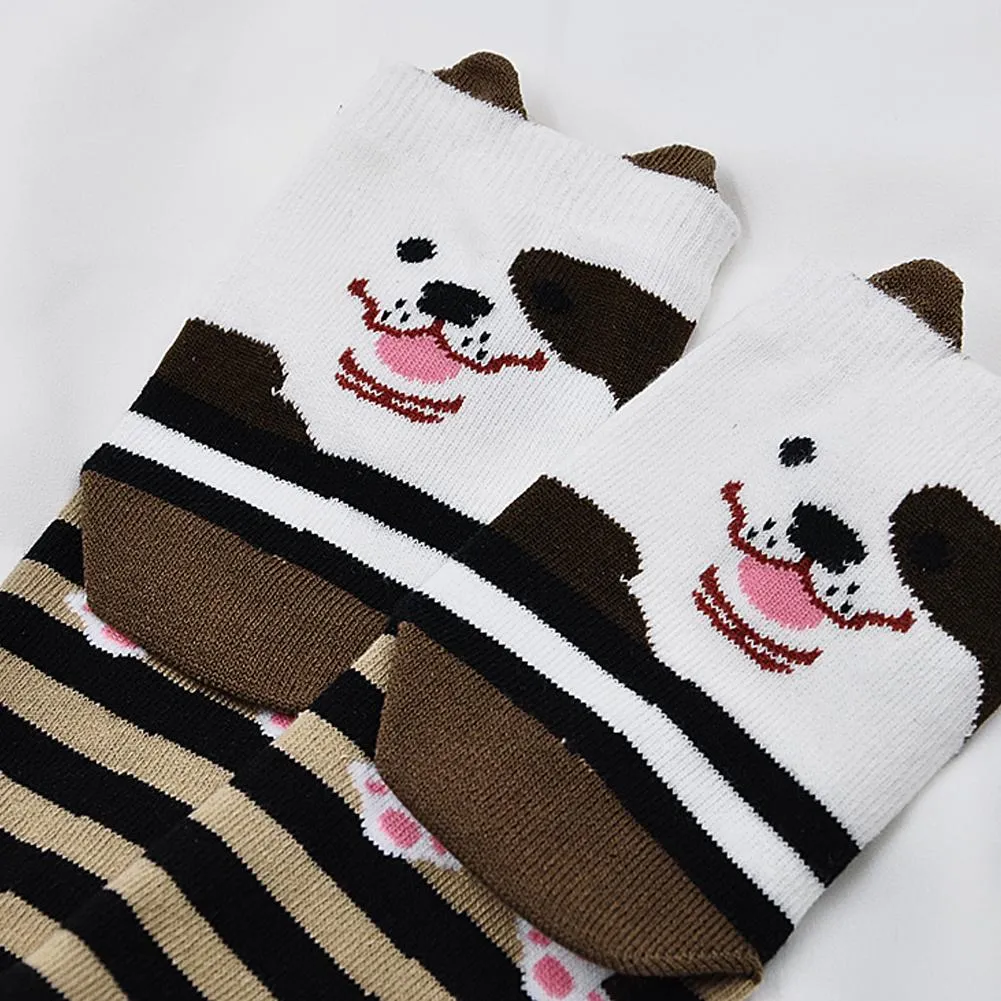 ZFSOCK Cute Dog Design 5 Finger Crew  Socks for Women, 5 Pairs