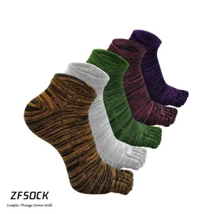 ZFSOCK Mixed Colors 5 Finger Ankle Socks for Men, 5 Pairs